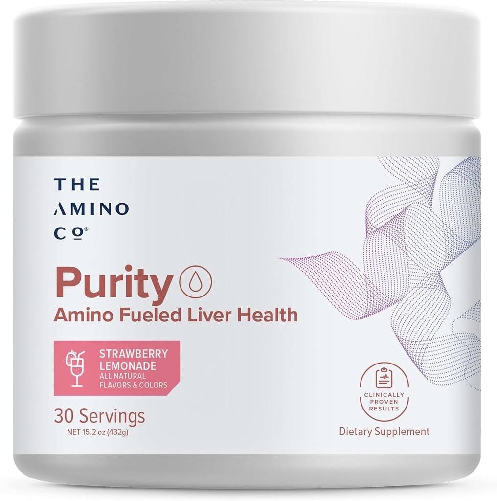 Amino CO. Čistota - Dodatek pro podporu jater s esenciálními aminokyselinami pro čištění jater - Zvýšení zdraví jater pro optimální podporu jater - Jahodová limonáda, 30 Služeb
