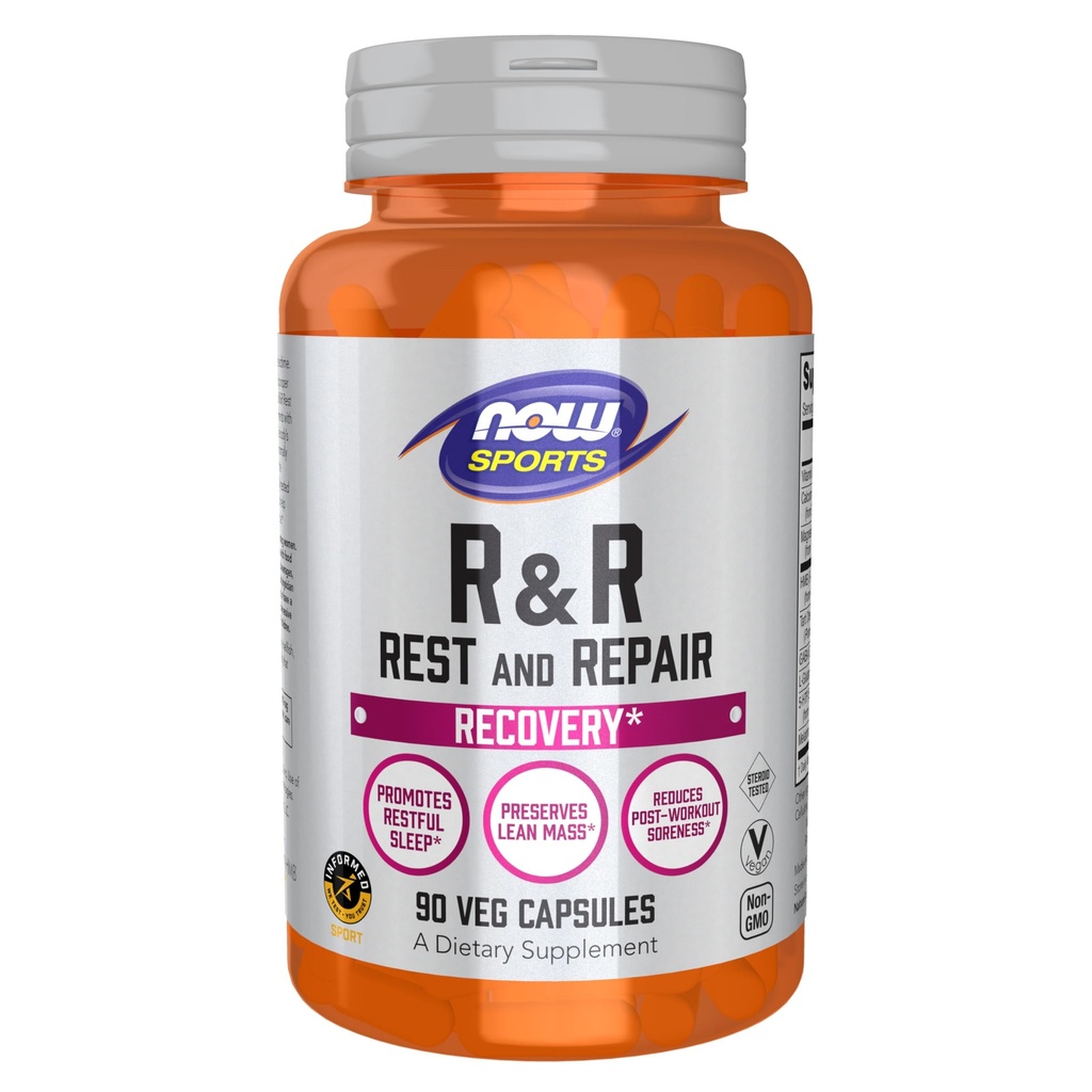 Nyní Foods Sports Nutrition, R & R Rest and Repair, Recovery *, Promotes Restful Sleep *, Preserves Lean Mass, Reduces Post- Workout Solition *, Vegan, NGMO, 90 Veg Kapsle