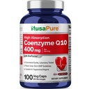 NusaPure CoQ10 400mg 100 Veggie Caps (Vegan, Non- GMO) Koenzym Q10 dodatek, Antioxidant COQ-10 enzym, Coq 10