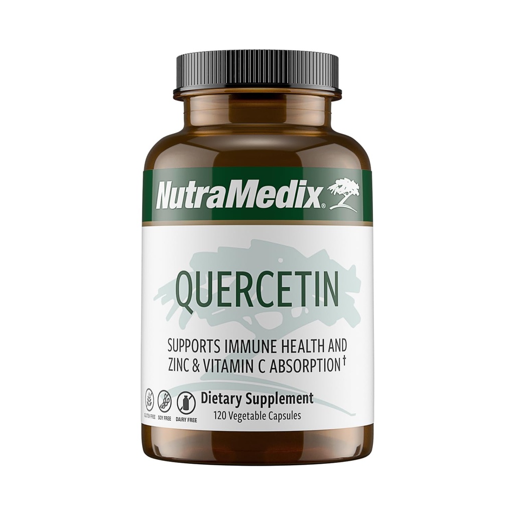 NutraMediax Quercetin - Quercetin 500mg Kapsle - Antioxidant & Imunitní podpůrný dodatek pro srdeční zdraví - Podpory v absorpci zinku a vitaminu C (120 Vegetariánských kapslí)