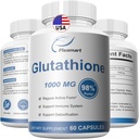 Glutathion dodatek 98% + Vysoce čištěná a biologicky dostupná - Péče o pleť & Detoxifikace L- Glutathione 1000mg Imunitní a jaterní podpora - Vyrobeno v USA 60 Kapsle