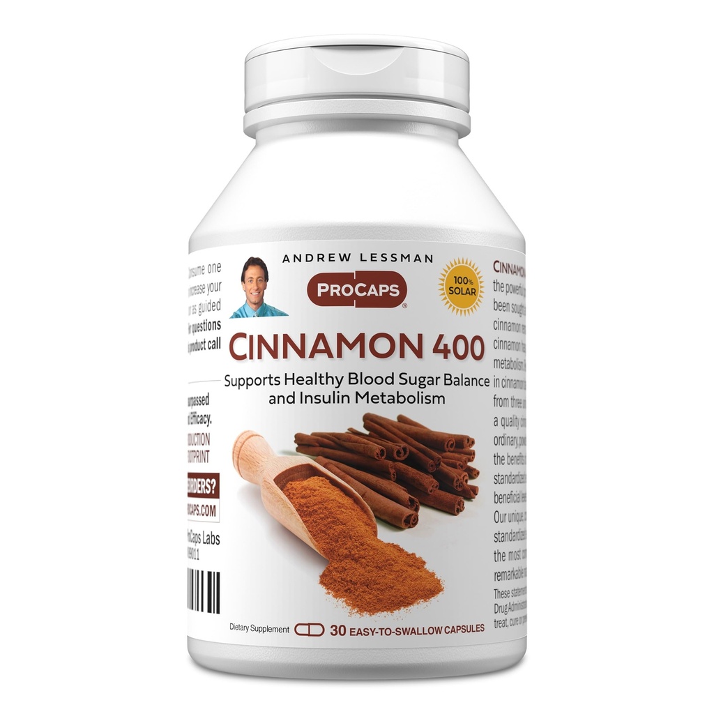 ANDREW LESSMAN Skořice 400mg - 30 Kapsle - Vysoká potence, Standardizovaný extrakt. Žádné přísady. Snadné spolknutí tobolky