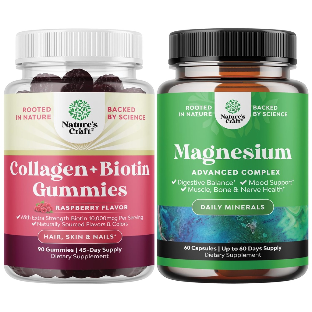 Svazek vlasů kůže a hřebíků gumičky pro ženy - Extra síla Biotin a kolagen gumies pro ženy Vlasové kožní nehty podporu a vysoká absorpce Magnesium Komplex doplněk pro žaludek a trávení