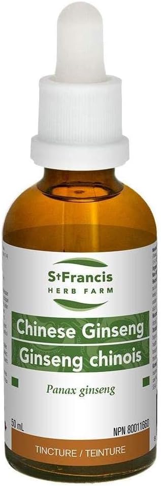 St Francis Herb Farm - čínský ženšen (Panax ginseng, root) Certified Organic Herbal Tincture Extract - tradičně používán v bylinné medicíně jako podpůrná terapie pro podporu zdraví