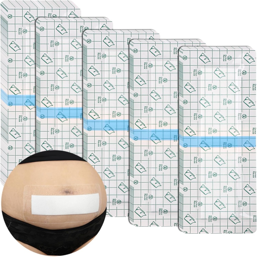 C- Sekce vodotěsné břišní řez Obvazy Post Hysterektomie Tummy Tuck Sprcha Protector Jizva Kryt s ochranným Pad Patches Island Dressing Tapes Velké Wound Care Dodávky 4x10 Balení po 14