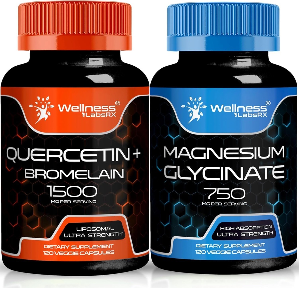 WELLNESS LABSRX Quercetin s Bromelain PHARMA124; Glycinátové tobolky hořčíku