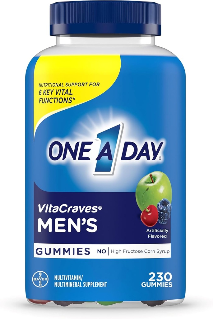 Jeden den mužských multivitaminových gumiček, multivitamin pro muže s vitamínem A, C, D, E, vápník & více na podporu zdravé svalové funkce, žampiony, 230 Počet