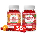Lunakai Vitamin B12 a ženské multivitaminové gumy Bundle - Non- GMO & Vegan dodatek pro podporu energie a zdraví kostí - 100% denní hodnota 16 esenciální vitamíny a minerály - 30 dní dodávky