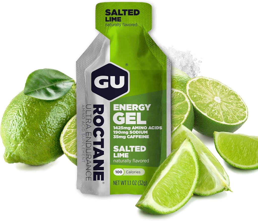 Gu Energy Roctane Ultra Endurance Energy Gel, On- The- - Sportovní výživa pro běh, cyklistiku, turistiku nebo lyžování, solené vápno, 24 - Počet