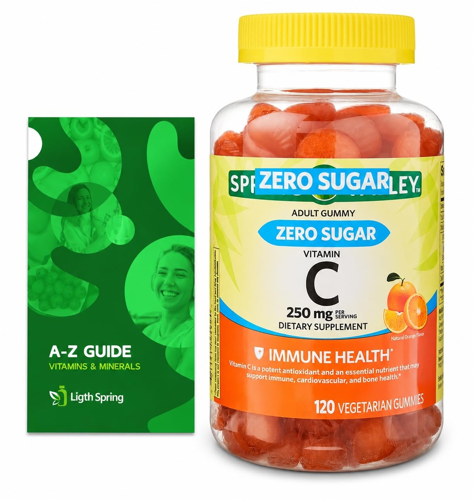Nulový cukr vitamín C Gummies Dietní dodatek, 250 mg, 120 Ct Bundle s exkluzivní vitamíny & Minerály - A až Z - Lepší Ligth & Jarní průvodce