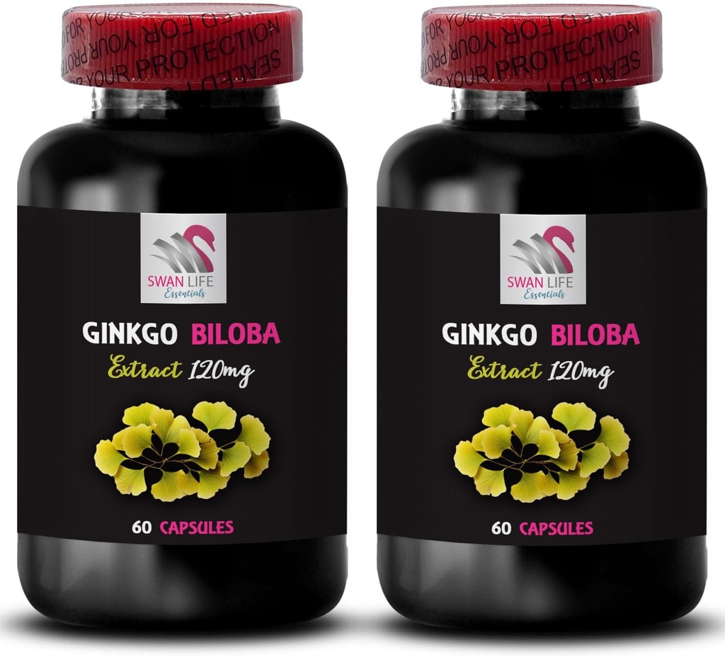 Ginkgo antioxidant Formule - Ginkgo BILOBA Extract - Bylinné extrakt Výhody, Ginkgo biloba antioxidant Dodatek, Botanický antioxidant Extract, Přírodní Bylinný extrakt 2 Lahvičky 120 Kapsle