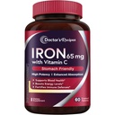 Lékařské recepty doplněk železa 65 mg s vitaminem C - Maximalizovaná absorpce, Žaludek Friendly & High potency Iron Pills for Red Blood Cells Formation & Imunity Health - Vegan Non- GMO 60 Iron Tablety
