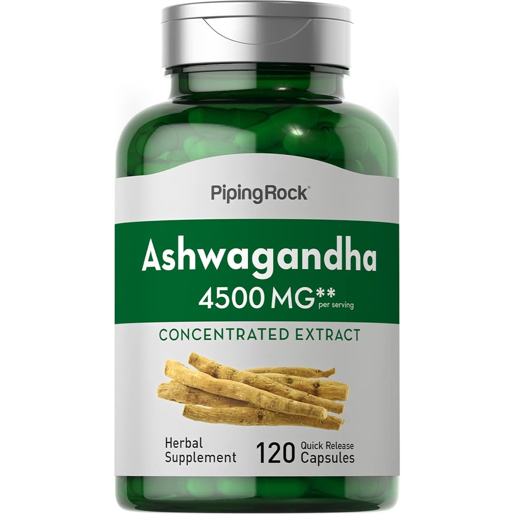 Piping Rock Ashwagandha Kapsle 124; 120 Počet 124; Bylinný dodatek s Black Pepper Extract 124; pro ženy a muže 124; Non- GMO, gluten zdarma