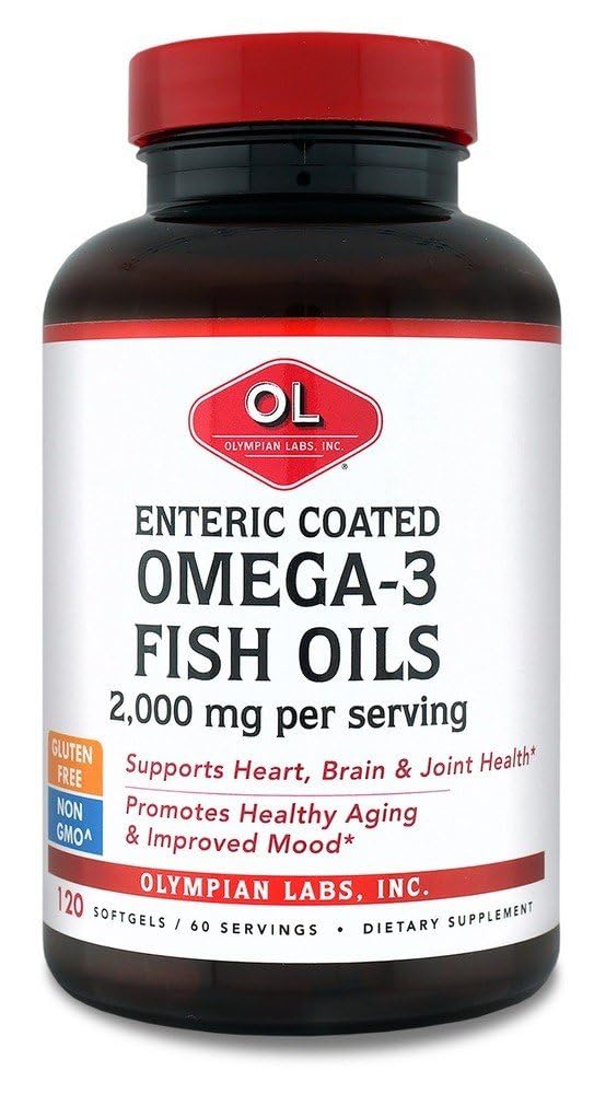 Olympian Labs Enteric Coated Omega 3 Fish Oils, 2000 mg na porci / 60 porcí, 120 Softgels