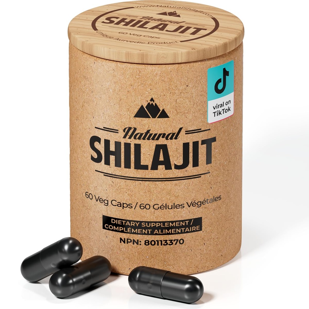 NATURAL SHILAJIT Kapsle (2 měsíce dodávky) - 60 Počet - Shilajit pro muže a ženy s Fulvic kyseliny & Stopy Minerály, Plant Based Nutrients for Energy, Imunity Support & Vitality