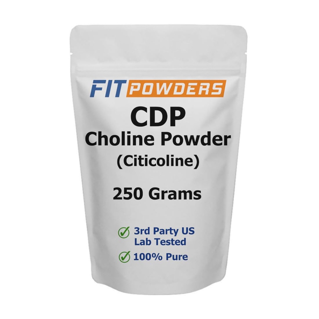 Citicoline Powder, CDP Choline Powder Pure with Scoop, Non- GMO, Kognitivní doplněk pro paměť a učení (250 Grams)