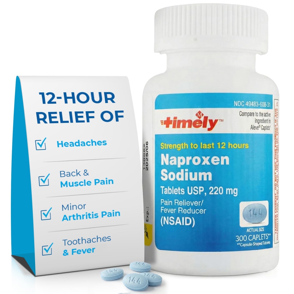TIME- CAP Labs, INC. Časově Naproxen Sodná sůl 220mg - NSAID Pain Reliever pro bolest hlavy, Ache zubů, Menší bolest artritidy, Bolest zad, Horečka - Trvání 12 hodin - 300 Počet