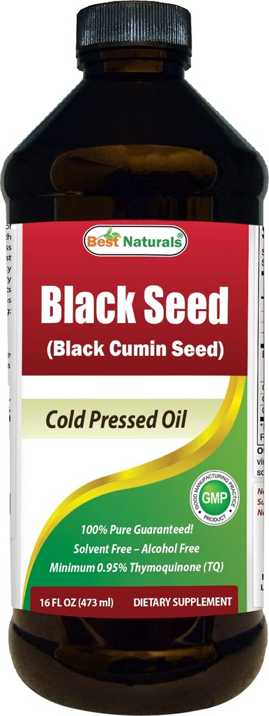 Nejlepší Naturals Black Seed Oil - Minimum 0,95% Thymoquinone (TQ) - Cold Pressed Nigella Sativa AIDS in Divestical Health, Imunitary Support, Mozek Function, Joint Mobility, Gluten Free, Non GMO - 16 OZ