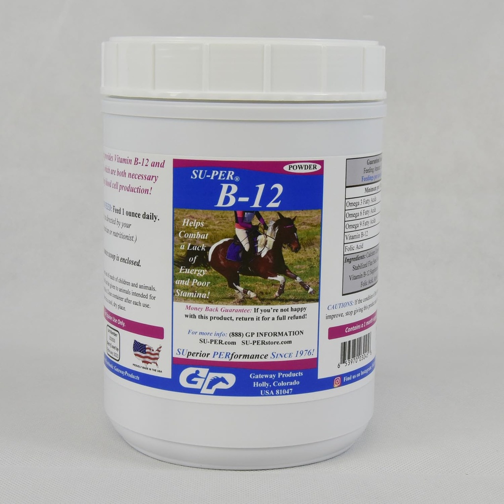 SU-PER B12 pro koně - Equine Vitamíny B-12 & B-9 Folic Acid Support Powder - Energy Horse Supplement - 2.5 Pounds, (2 balení)