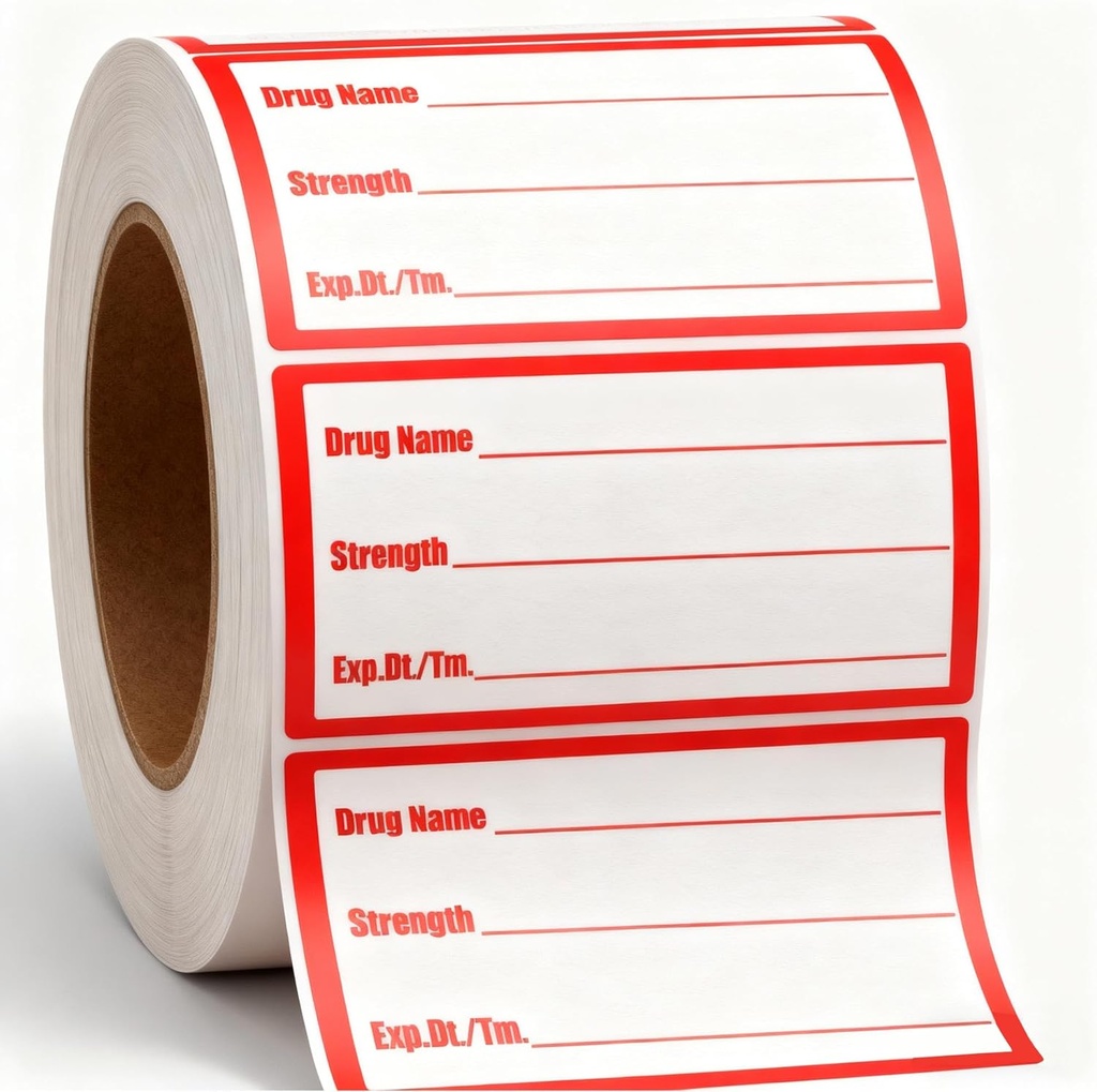500 Pcs Nálepky na drogovém názvu Medikace Nálepky na sílu 1x2 Inch- Veterinary Instructions Labels Upomínka etikety