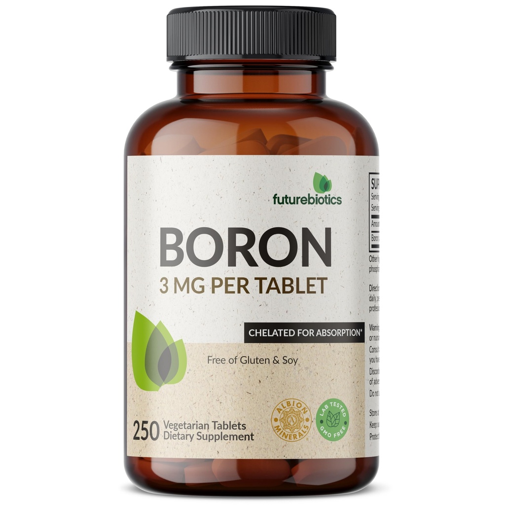 Futurebiotika Boron 3 mg, Vegetarián, Non- GMO, Chelated for Absorption, 250 tablet