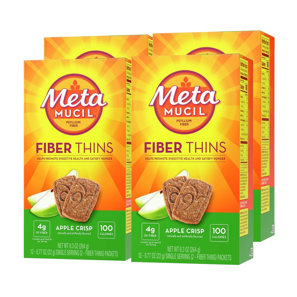 Metamucil, Fiber tenké, Denní Psylium Husk Fiber dodatek, podporuje trávicí zdraví a uspokojuje hlad, Apple Crisp Flavor, 48 Celkem služby (4 balení po 12)