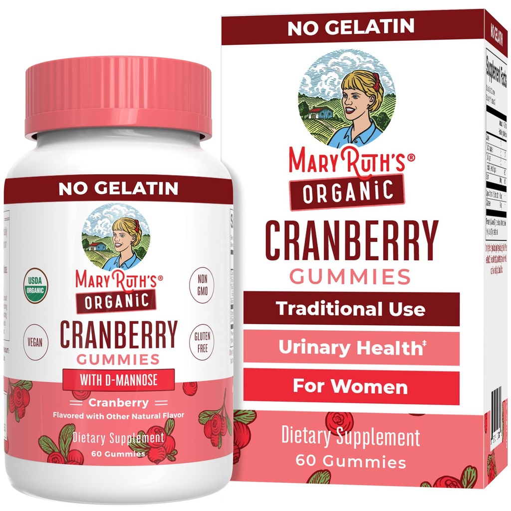 MaryRuth Organics Organic Cranberry Gummies - 500mg dodatek 124; Močový Trakt Zdraví pro ženy 124; s D Mannose 124; Tradiční použití 124; USDA Organic Cranberry 124; Vegan Crandian 124; Non GMO 124; 30 Služeb