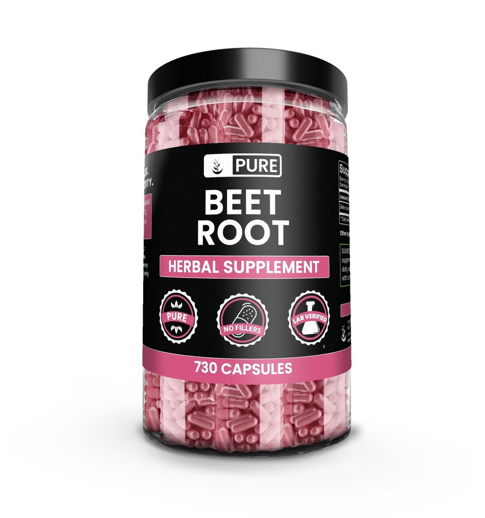PURE ORIGINAL INGREDIENTS Beet Root (730 Capsules) No Magnesium or Rice Fillers, Vždy čisté, Laboratorní ověřené