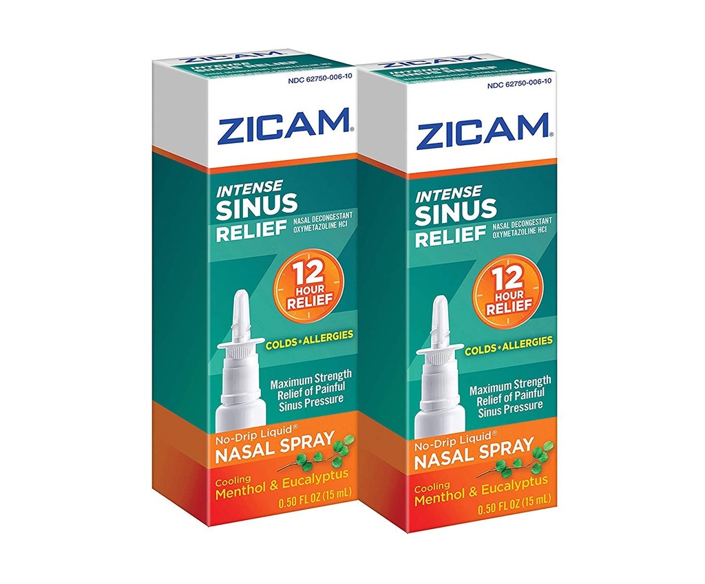 Zicam Intense Sinus Relief No- drip Liquid Nasal Spray with Cooling Menthol & Eucalyptus, 0.5 Ounce (Balení po 2)
