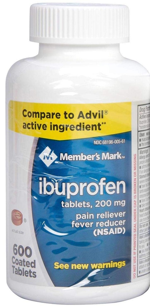 Členové Mark Ibuprofen potahované tablety 200mg Reliever Fever Reducer, 1 lahvička, 600 tablet