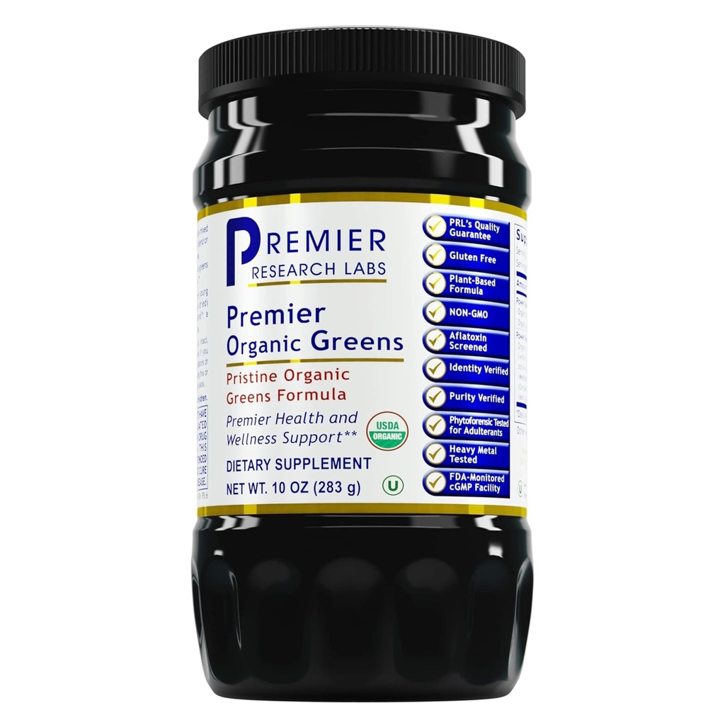Premier Research Labs Premier Organic Green - Super Green Powder, Green Superfood Powder for Drinks, Green Juice, Nutrition Support, Supergreens for Men & Women, Spinach, Alfalfa, Chlorella - 10 oz