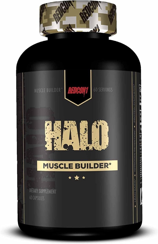 REDCON1 Halo Muscle Builder Dodatek - Gluten Free + Keto Friendly na podporu růstu svalové hmoty - Obsahuje čínské Smilax Root Extract zlepšit zadržování dusíku (60 Kapsle)