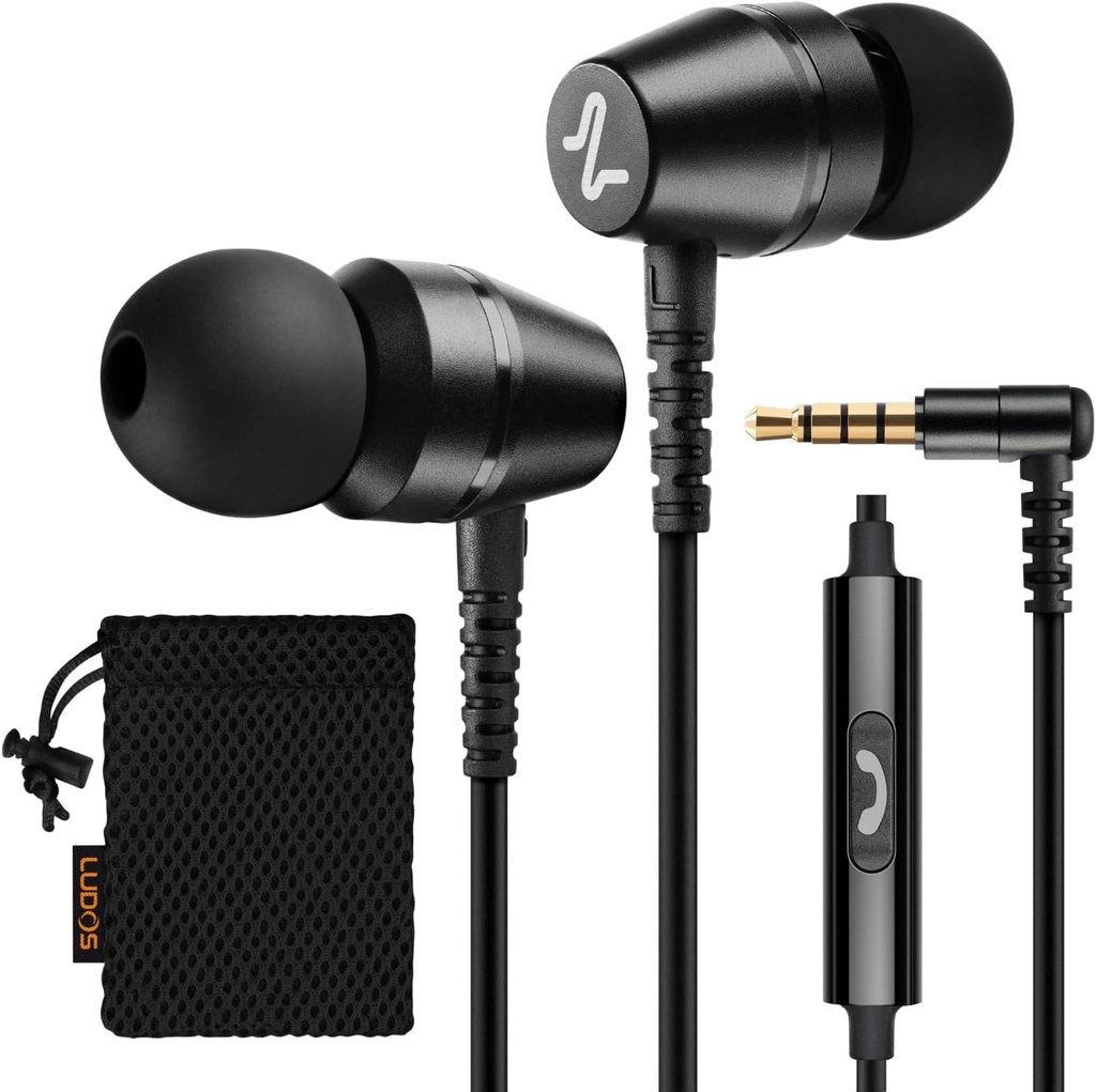LUDOS OMNITONE Wired Earpups in- Ušní sluchátka, 5 Rok Záruka, Sluchátka s mikrofonem, 3,5 mm Jack Corded Ušní Budy, Videokonference pro iPhone, Samsung, Počítač, Laptop, Děti, Studenti