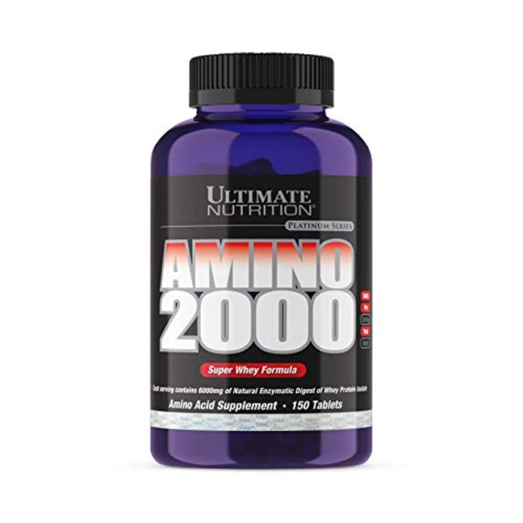 Ultimate Nutrition Amino 2000 Tablety, Super Syrovátka Formule, Amino Acid Doplňky s L- Leucin, L- Isoleucin, a L- Valin, 2000mg, 150 Tablety