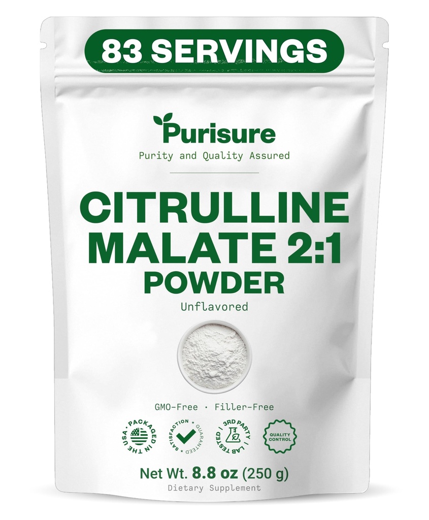 Využití L- Citrulline Powder 250g, Premium Citrulline 2: 1 Malate dodatek pro výkon a energii síly, Pre- Workout Citrulline Malate Powder - Vylepšení svalové čerpadla a zotavení - 83 Služeb