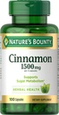 Nature 's Bounty Skořice Kapsle, Bylinný dodatek, Podporuje metabolismus cukru, 1500mg, 100 Kapsle