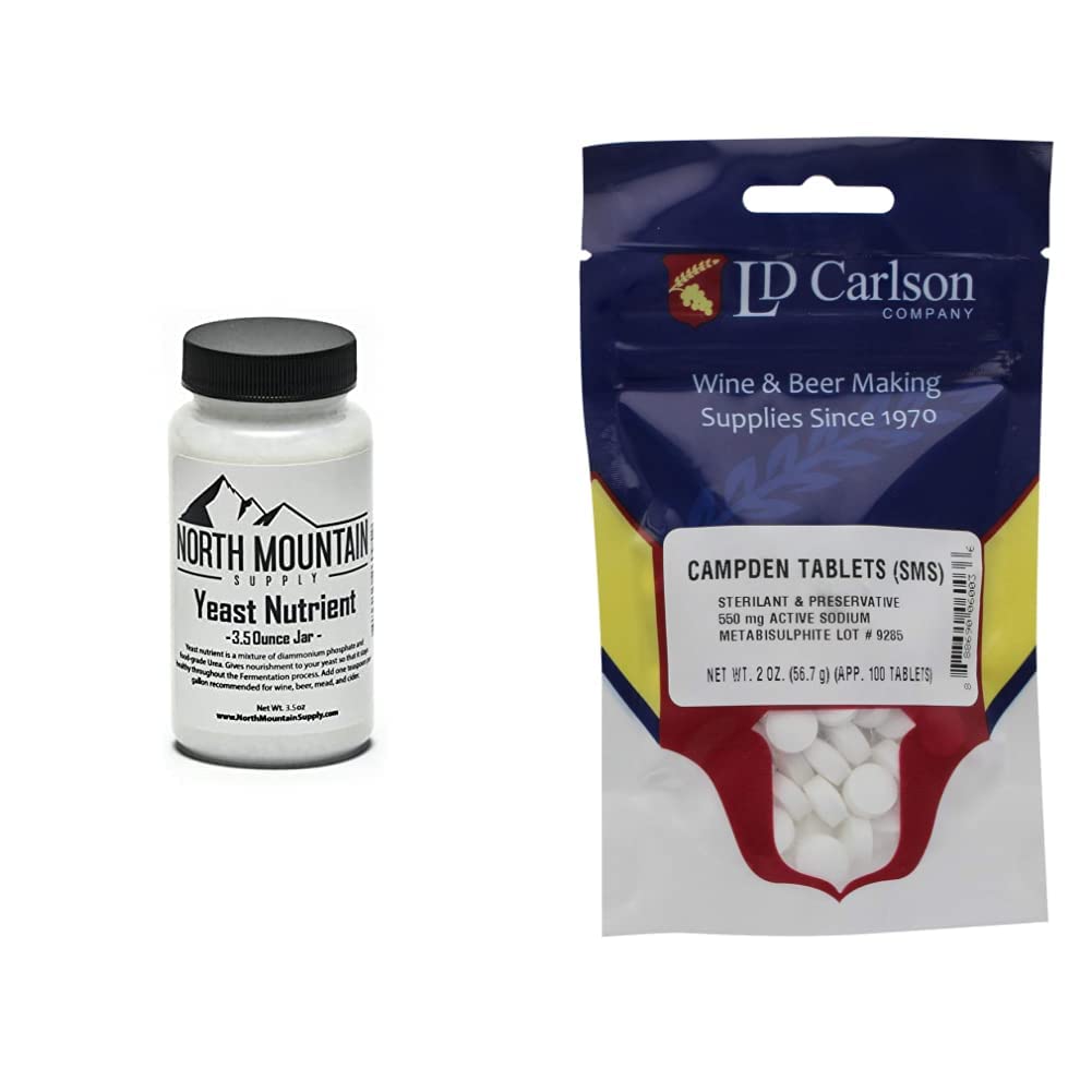 North Mountain Supply Food Class Yeast Nutrient - 3.5 Ounce Jar & Campden Tablety (natrium metabisulfit) - 2 Oz (100 Tablety)