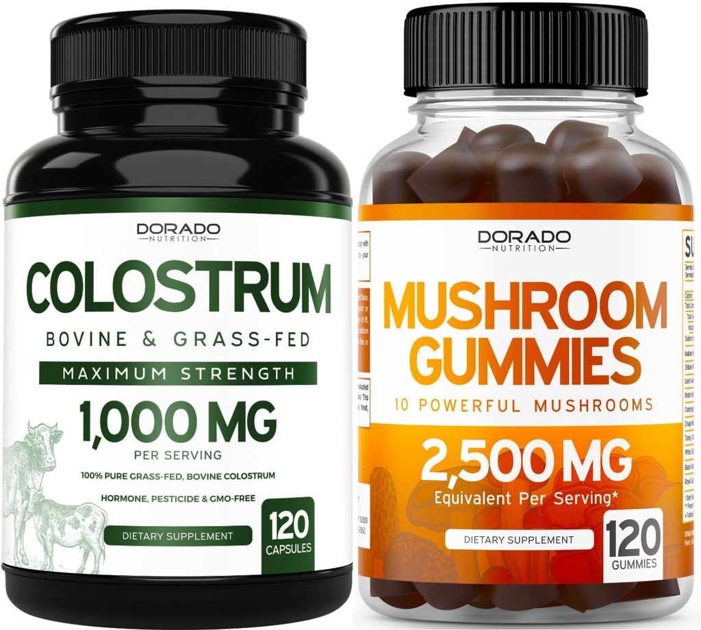 DORADO NUTRITION Colostrum Supplement 1000mg per Serving and Houbová guma (120 Počet) Houbový dodatek