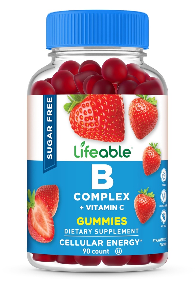 Živý cukr zdarma vitamín B Komplexní gumy 124; B- komplex s vitaminem C CZ124; Skvělý Ochutnávání VIT B Komplexní vitaminy CZ124; Energie a Nerve Podpora 124; B Vitamíny Komplex pro ženy, Muži, Dospělí 124; 90 Gumy
