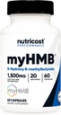 Nutricost myHMB Kapsle 1,500MG vápník HMB per Serving, 60 Kapsle, 20 Servings - Performance Line, vápník B- Hydroxy B- methylbutyrát Monohydrát