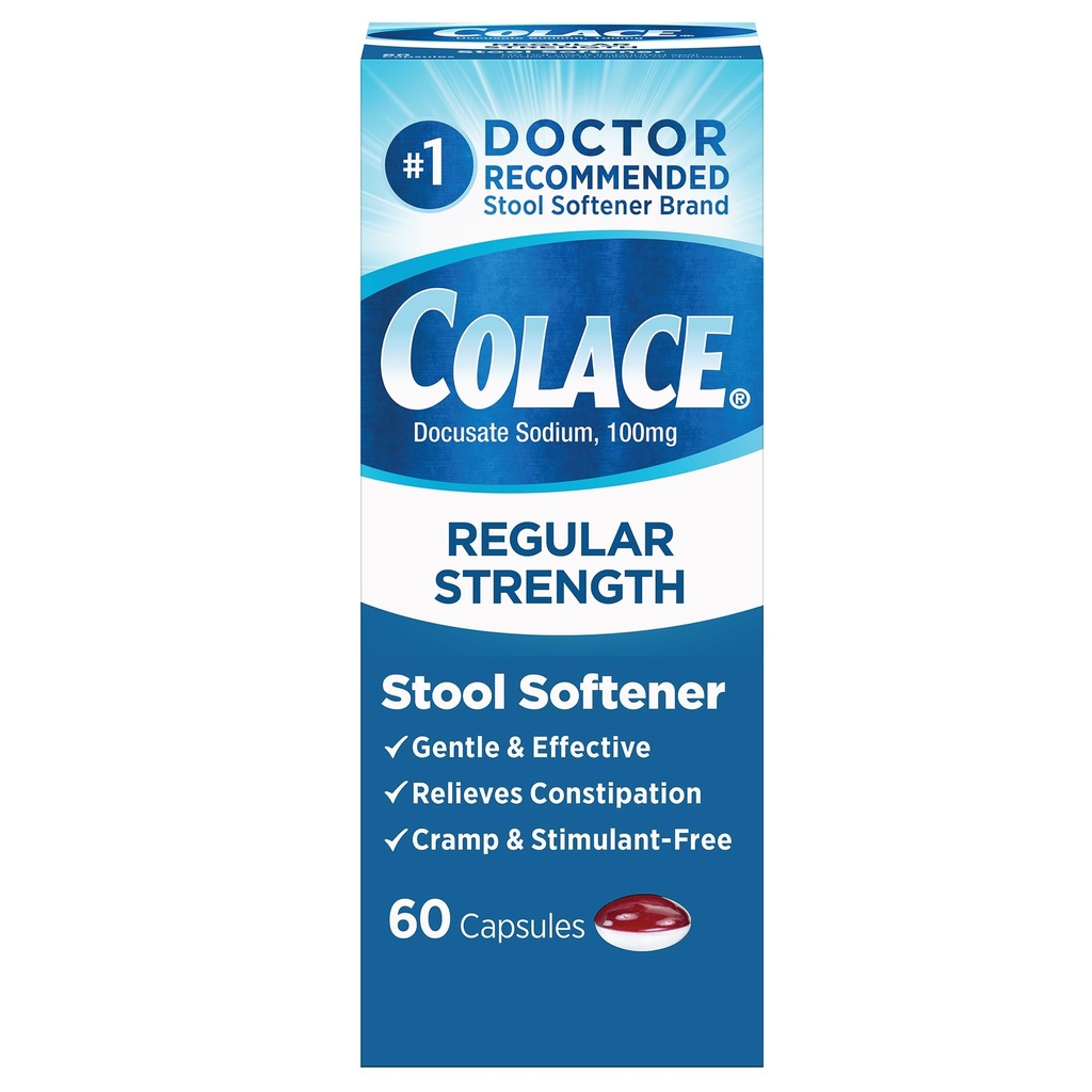 Colace Regular Strength Stool Softener 100 mg Kapsle 60 Počet Docusátů Sodium Stool Softener pro Gentle Dependable Relief