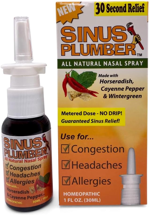 Sinus Plumber Pepper Nasal Spray, Alergie a Sinus Relief, zácpa, bolesti hlavy, 1 fl oz