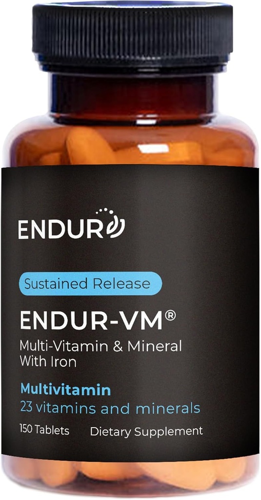 Endur- VM Multivitamin & Mineral (se železem), Daily Multivitamin s vitálními minerály, vitamin B, vitamín D & kyselina listová, gluten zdarma, 150 tablet