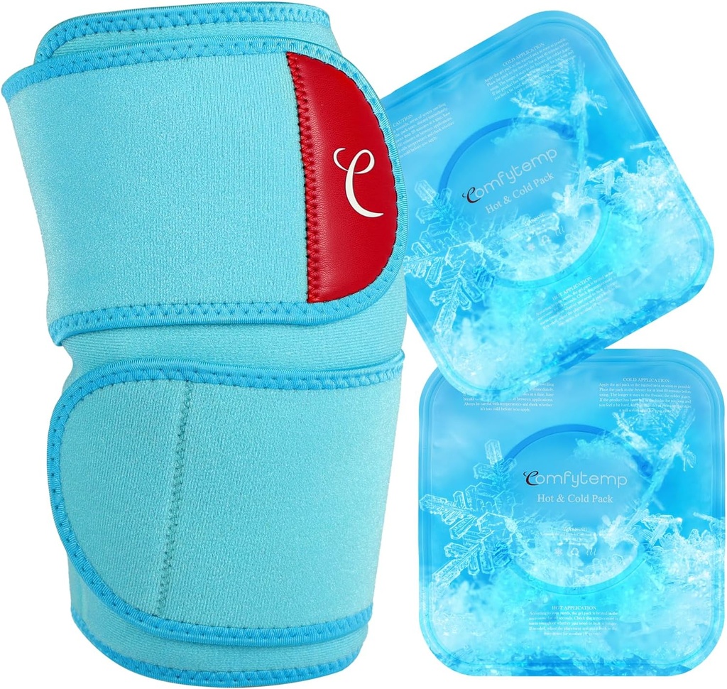 Comfytemp Velký Knee Ice Pack Wrap s 2 Gel Soft Cold Pack, Reuse Compression Knee Brace for Meniscus Tear, Joint Pain Relief, Artritida, ACL, Po operaci Získejte dobře dárky, Muži Ženy Běžící Gear
