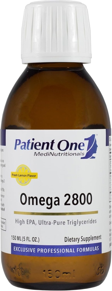 Pacient jedna Omega 2800 Liquid Oil 124; Doplněk k podpoře srdce, kognitivní a společné zdraví * Omega-3 Fish Oil 124; Lemon Flavor Oz 124; 5 fl oz