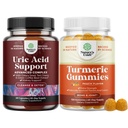 Natures Kraft Bundle Vegan kyseliny močové čištění a detox pro muže a ženy klouby Ledviny a další a turmerické gumy pro dospělé Peach Flavor - Extra síla společné podpory gumy