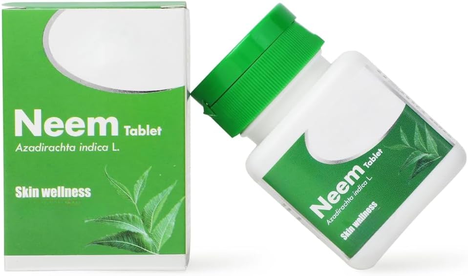 Neem Ayurvedic Tablets, Natural Purifier, Skin Wellness, CLAS124; Ovládání Akné a pupínky, 100% čisté a přírodní - 60 Tableta