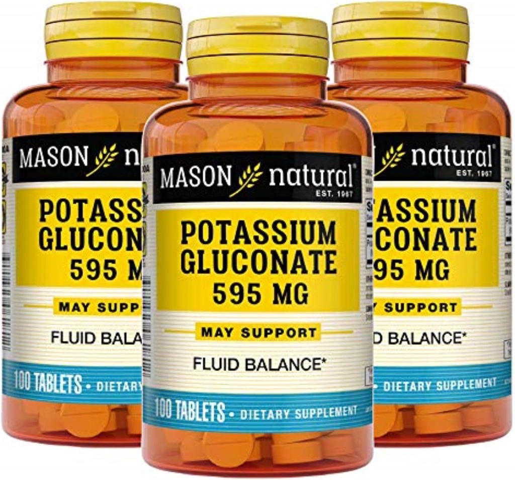 Mason Natural Draslík Gluconate 595 mg, 300 denní zásoba, 100 tablet (balení po 3)