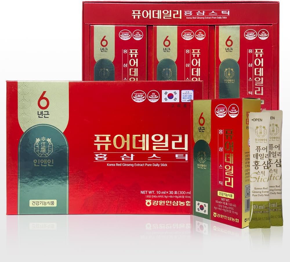 Korea Red Ginseng Extract Pure Daily Stick Hong Sam, Natural Energy Booster pro muže a ženy Imunitní podpora, Únava Recovery - 30 Sticks