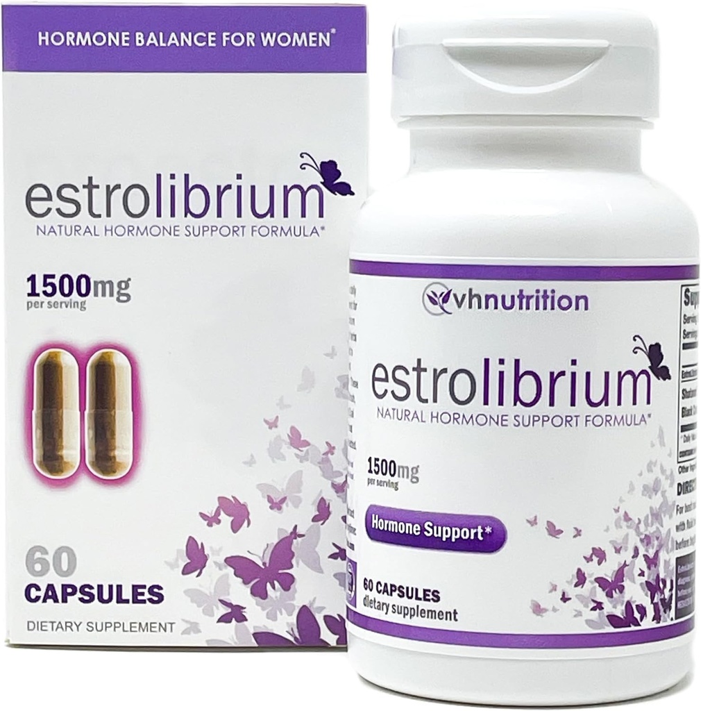 VH Nutrition ESTROLIBRIUM PHARMAND124; Hormonální rovnováha pro ženy * PHARD124; Menopauza Support Supplement * PHARD124; Black Cohosh, Shatavari, Chaste Tree Berry (Vitex), Dong Quai GARD124; 60 Kapsle v snadné polykat pilulky
